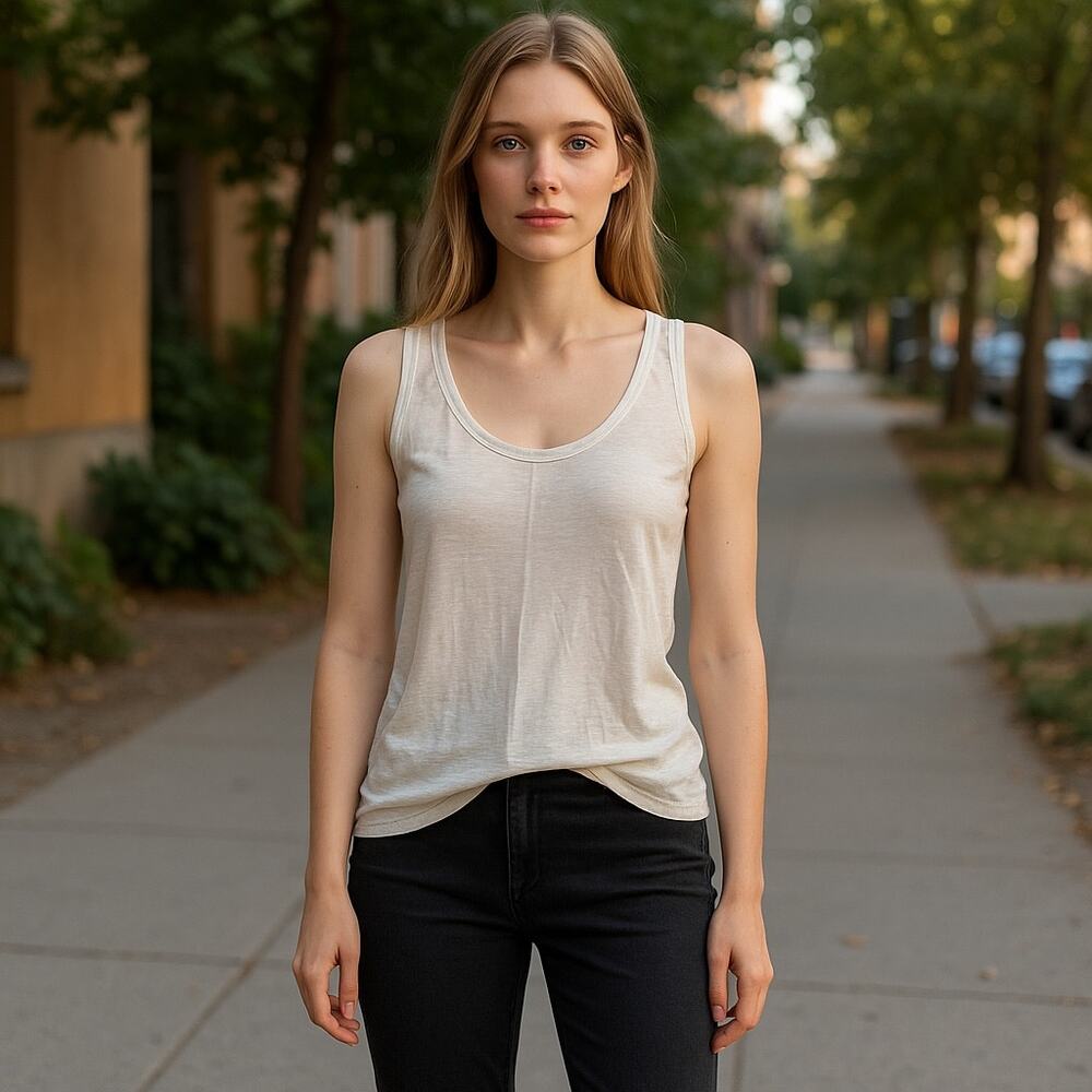 120% Lino Sleeveless Tank Top Light Gray L